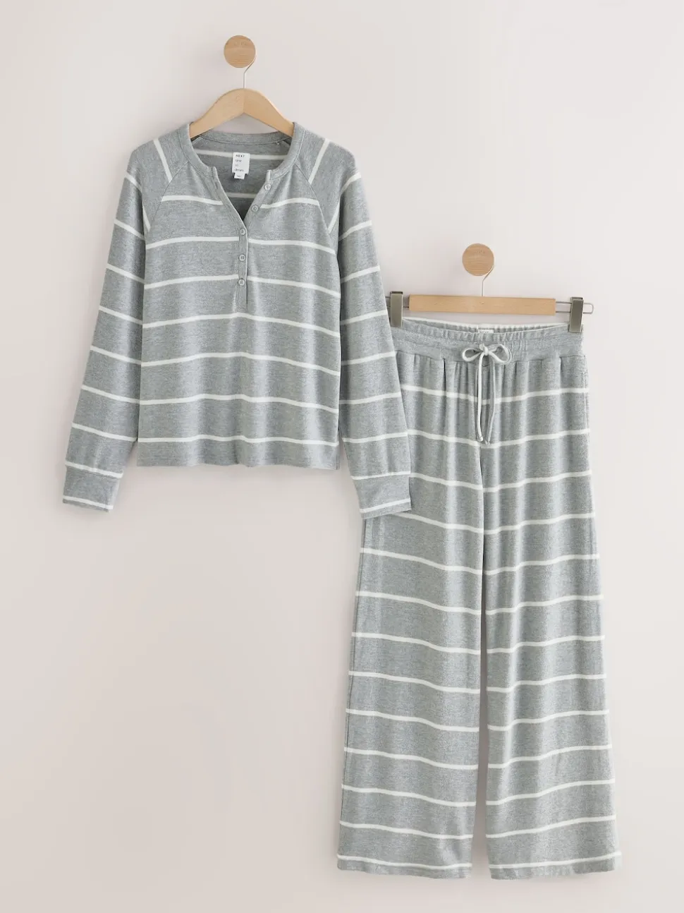 Grey Stripe Cosy Long Sleeve Pyjamas