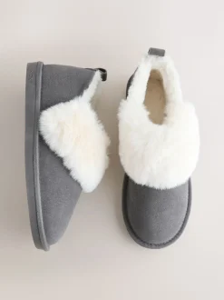 Grey Suede Shoot Slippers