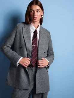 Grey Tabitha Simmons X Next Wool Blend Double Breasted Blazer