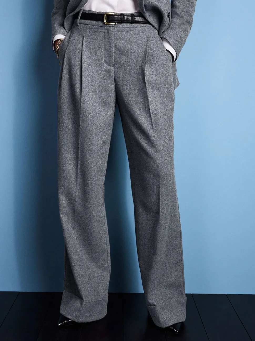 Grey Tabitha Simmons X Next Wool Blend Wide Leg Trousers