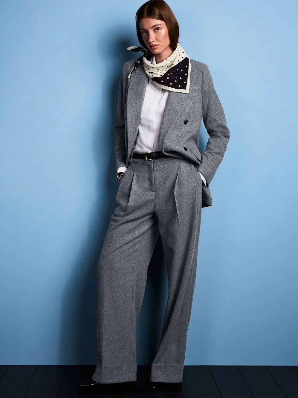 Grey Tabitha Simmons X Next Wool Blend Wide Leg Trousers