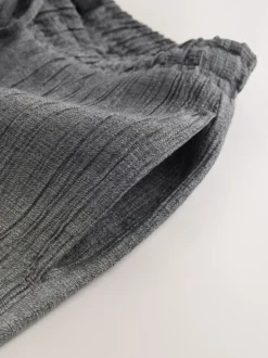 Grey Tie Waist Wide Leg Trousers with Wool