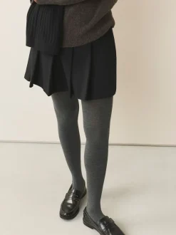 Grey Warm Handle Knitted Tights 2 Pack