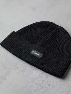 Gym King Black Rib Knit Beanie