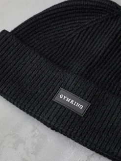 Gym King Black Rib Knit Beanie