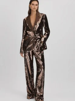 Halston Tailored Sequin Single Breasted Blazer