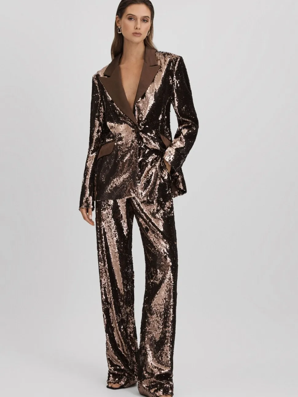 Halston Tailored Sequin Single Breasted Blazer