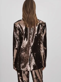Halston Tailored Sequin Single Breasted Blazer