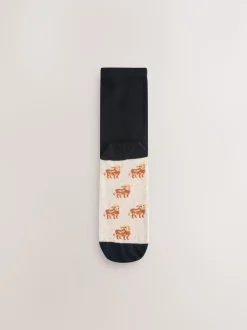 Hamish Highland Cow Footbed Ankle Socks 5 Pack