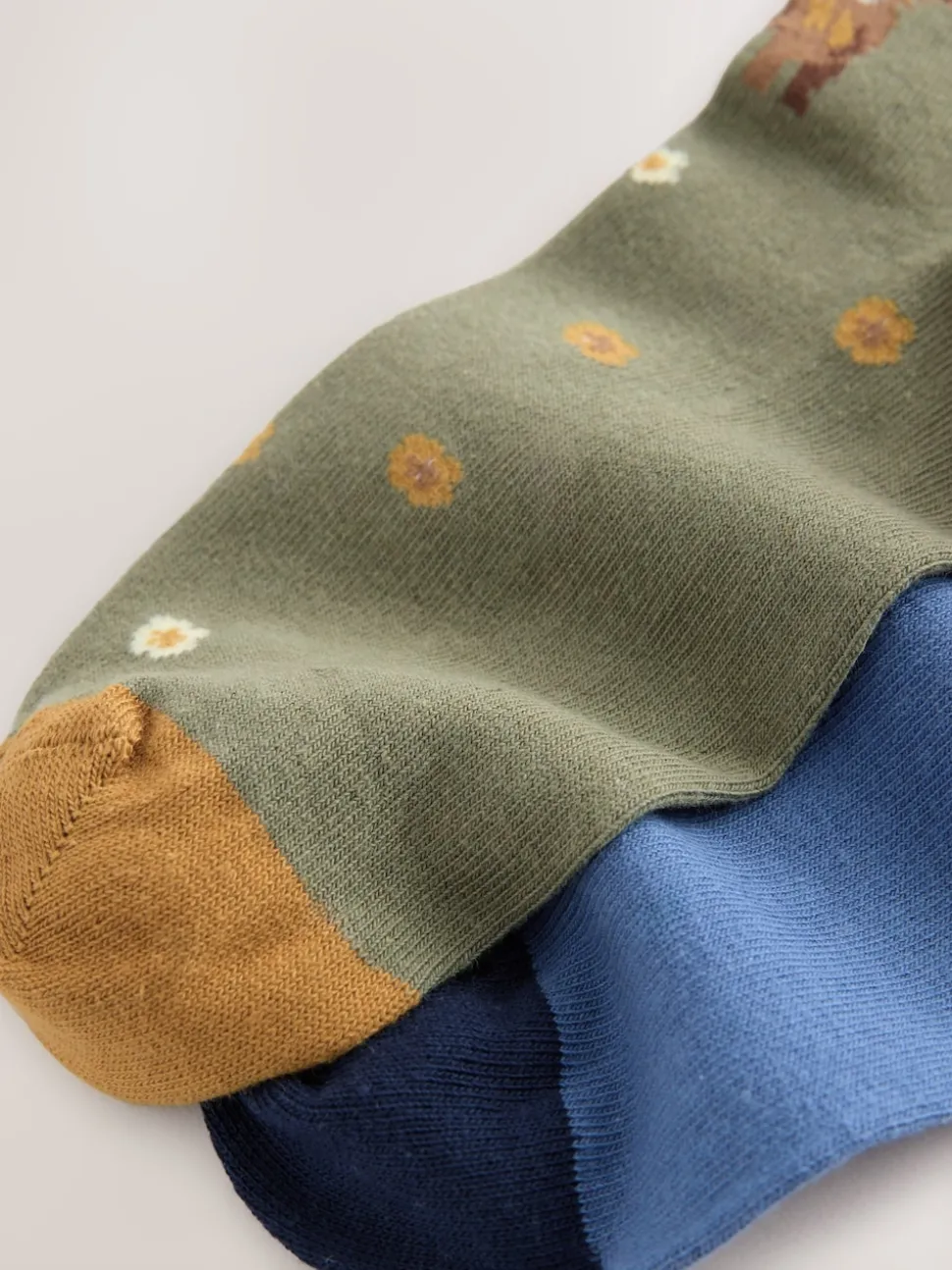 Hamish The Highland Cow Scene Warm Handle Cotton Ankle Socks 2 Pack