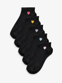 Heart Motif Trainer Socks 5 Pack