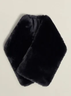 Hobbs Black Christie Fur Scarf