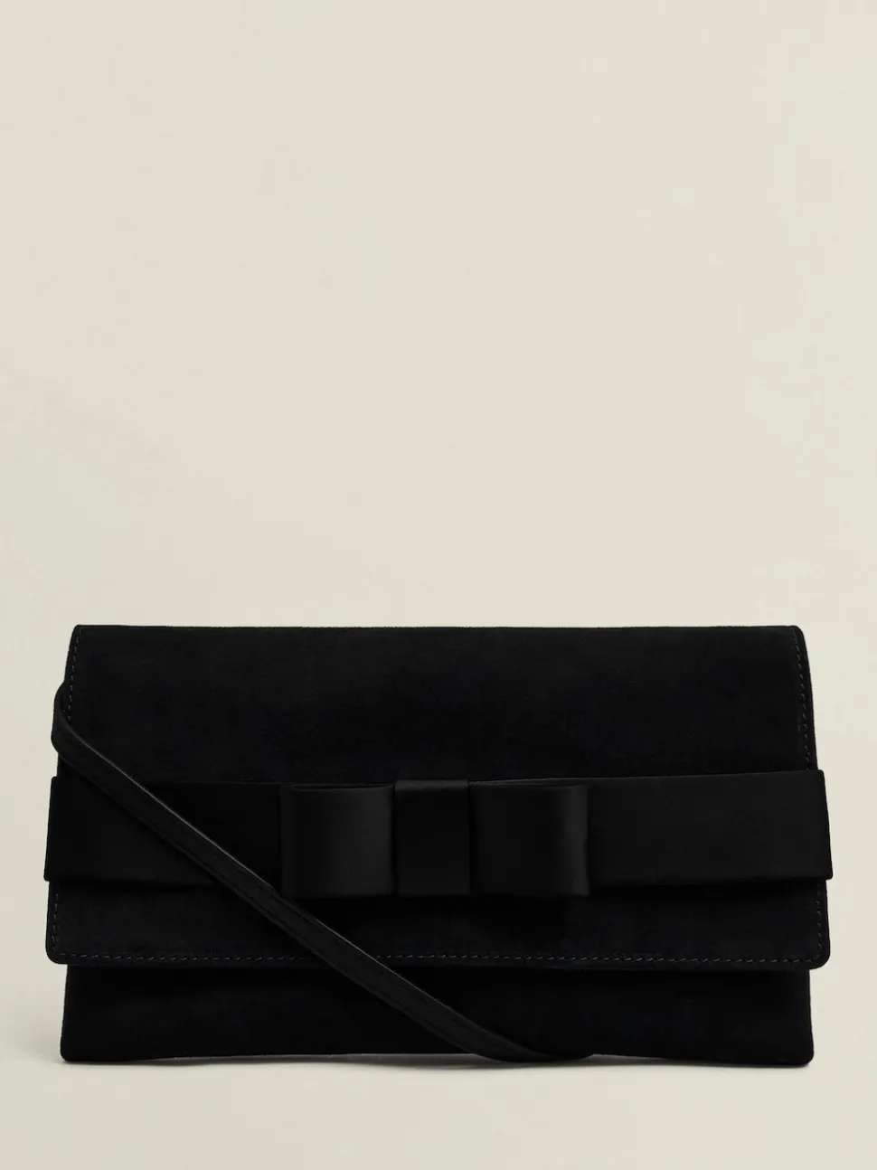 Hobbs Black Renata Bow Velvet Clutch