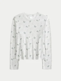 Hollister Cozy Long Sleeve White Pyjama Top
