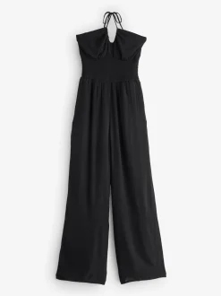 Hollister Smocked Waist Multi Way Strapless Black Jumpsuit
