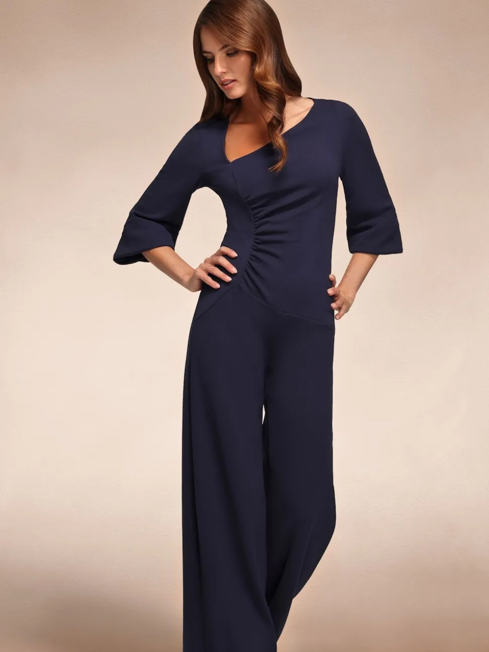 Hot Squash Ruched Jumpsuit with Sleeves