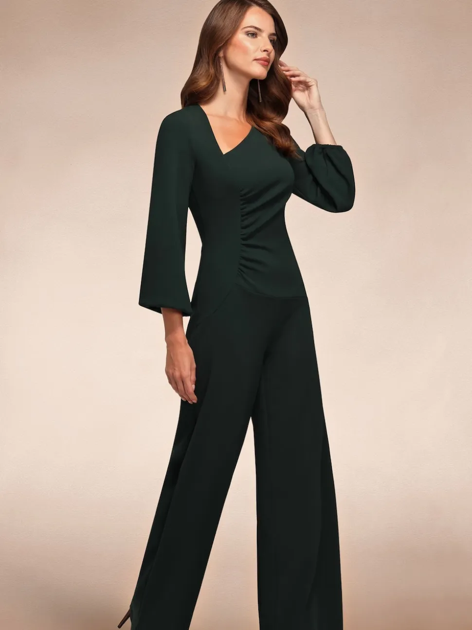 Hot Squash Ruched Jumpsuit with Sleeves