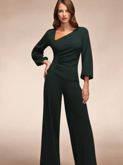 Hot Squash Ruched Jumpsuit with Sleeves