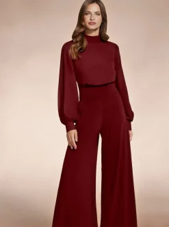 Hot Squash Wide Leg Jumpsuit with Blouson Sleeve
