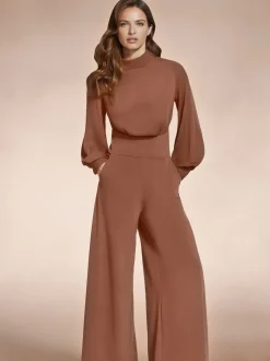 Hot Squash Wide Leg Jumpsuit with Blouson Sleeve