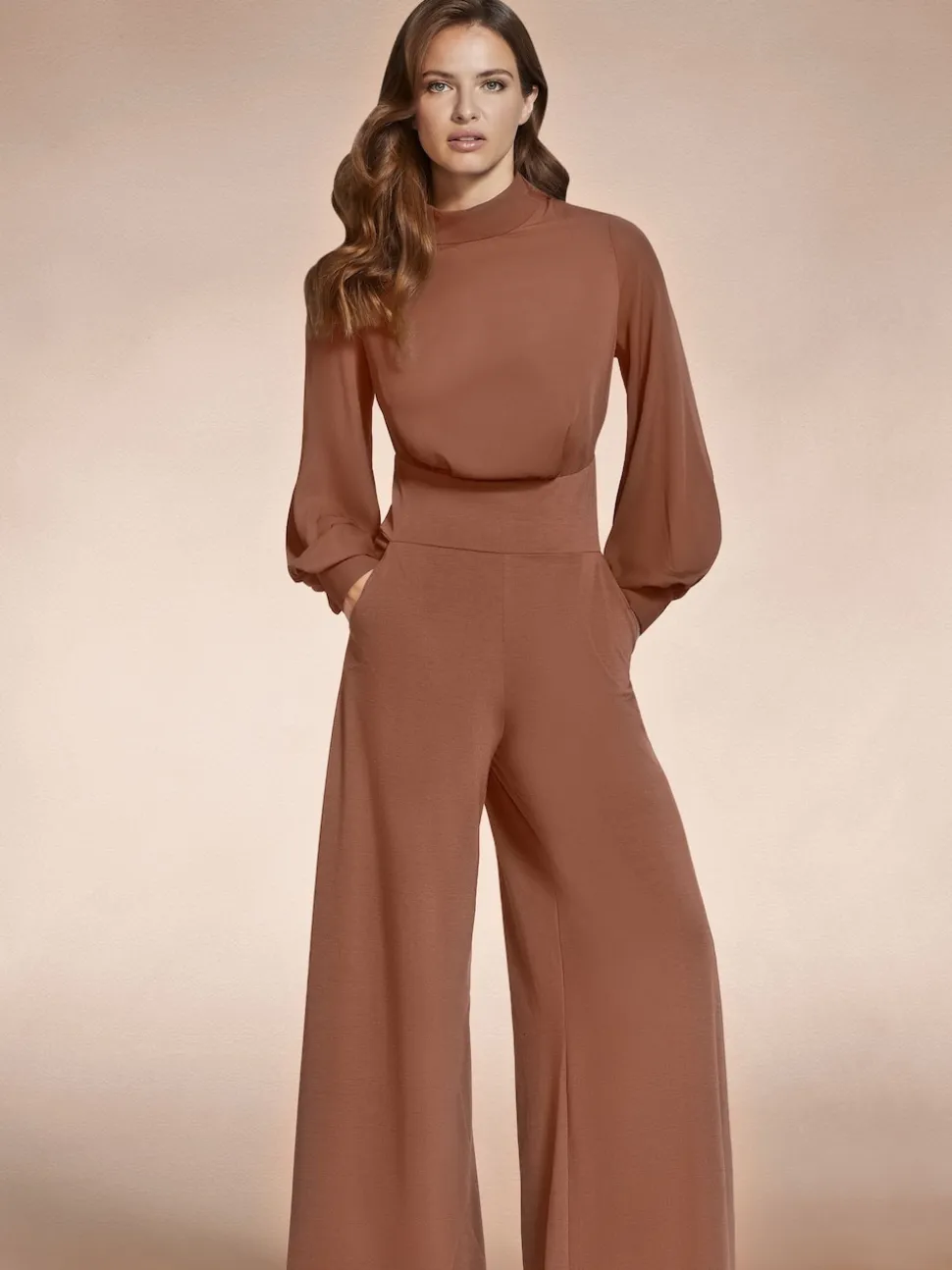 Hot Squash Wide Leg Jumpsuit with Blouson Sleeve