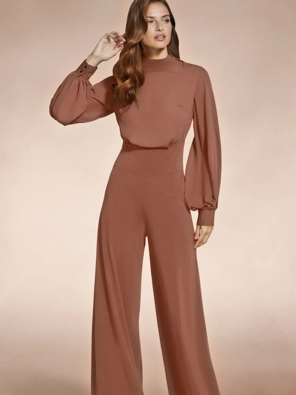 Hot Squash Wide Leg Jumpsuit with Blouson Sleeve