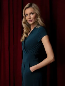 HotSquash Teal Blue Cap Sleeved Wide Leg Jumpsuit