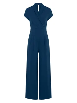 HotSquash Teal Blue Cap Sleeved Wide Leg Jumpsuit