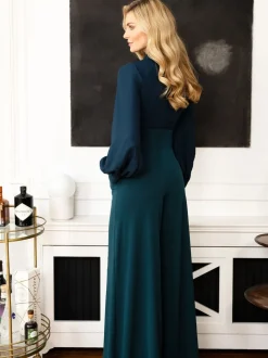 HotSquash Wide Leg Jumpsuit With Blouson Sleeve