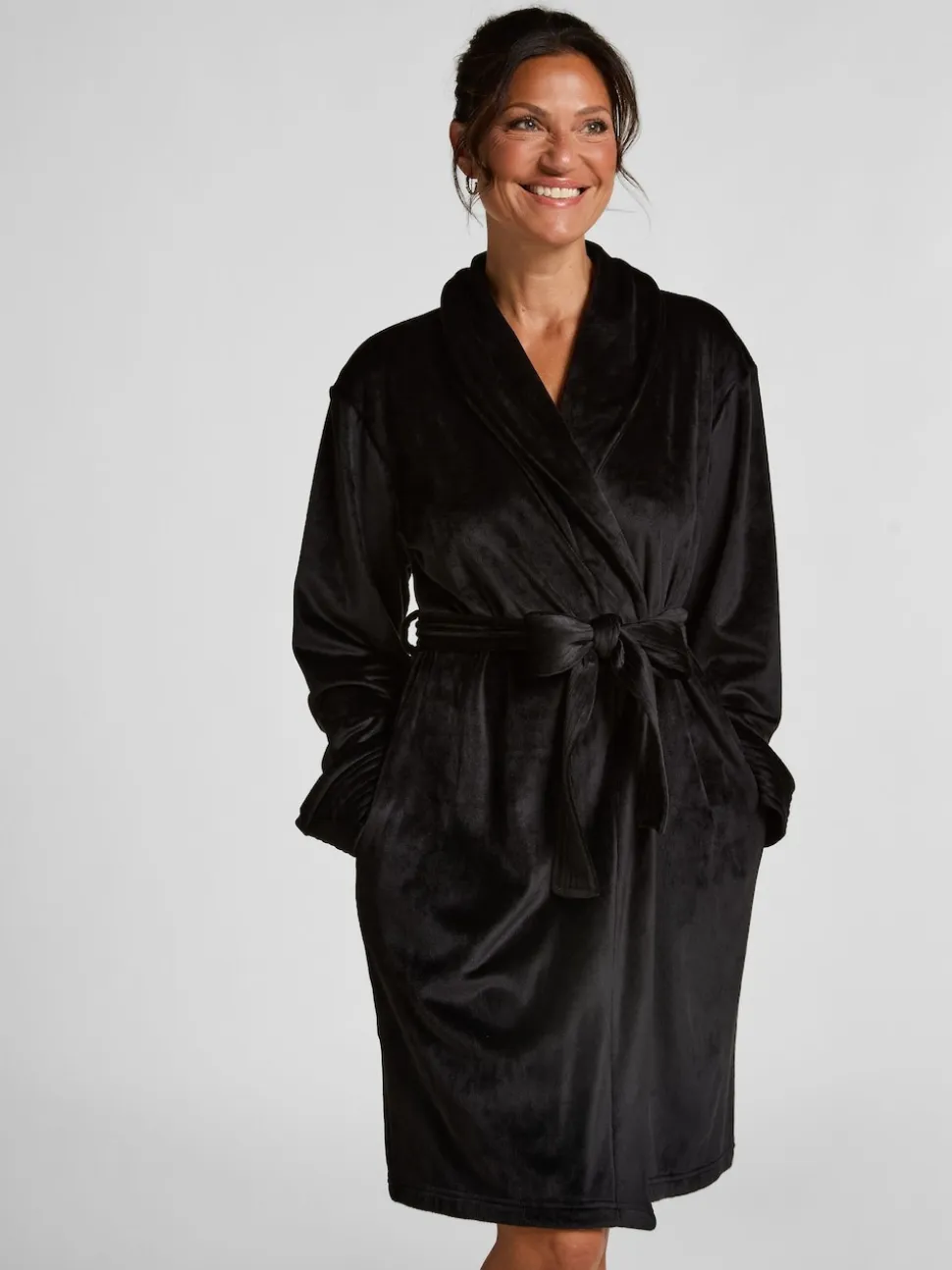 Hunkemoller Velours short Black Bath Robe