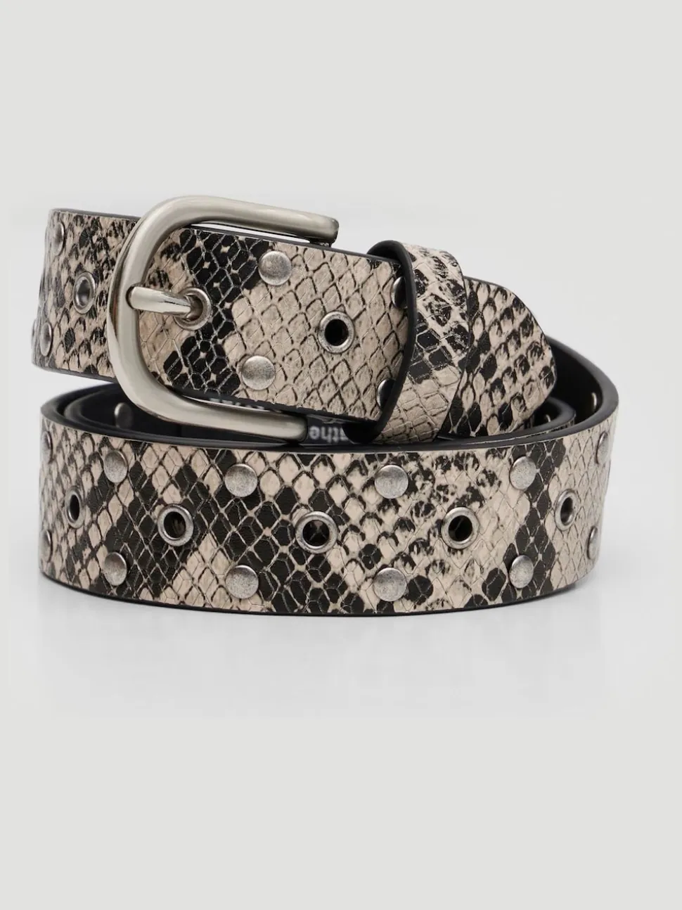 Hush Animal Print Leather Studded Eyelet Belt