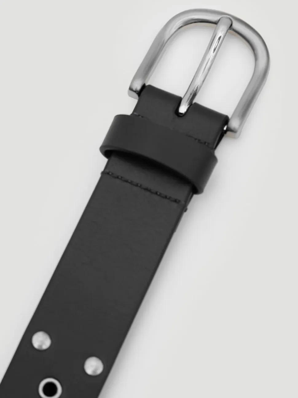 Hush Black Leather Studded Eyelet Belt
