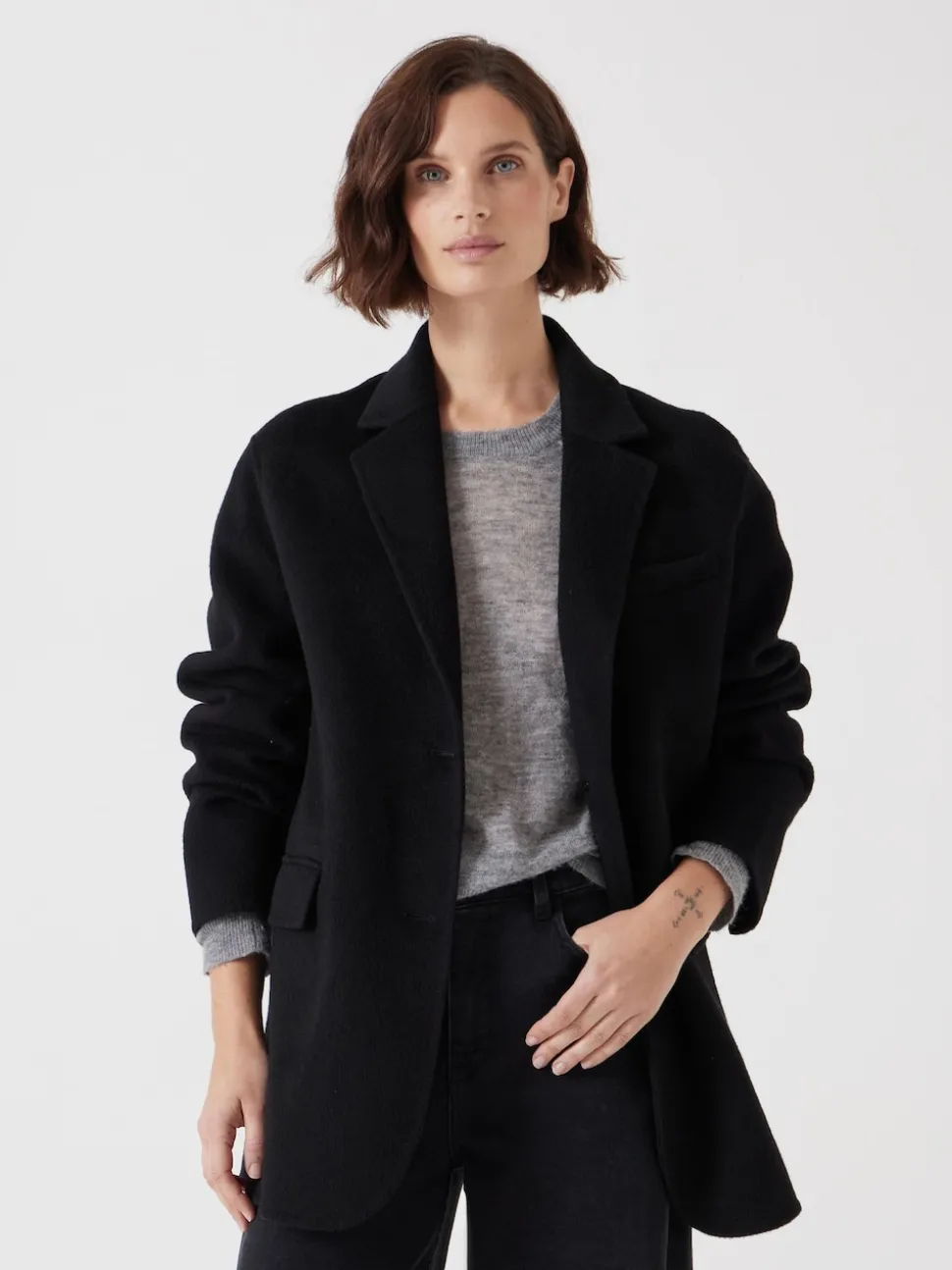 Hush Black Pure Wool Double Faced Blazer