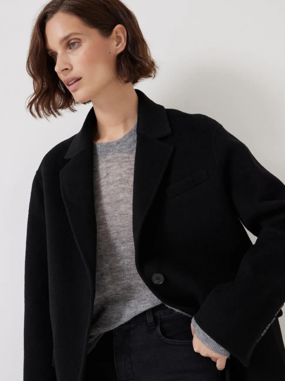 Hush Black Pure Wool Double Faced Blazer