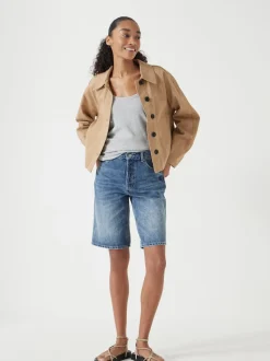 Hush Blue Boyfriend Long Denim 100% Cotton Shorts