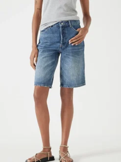 Hush Blue Boyfriend Long Denim 100% Cotton Shorts