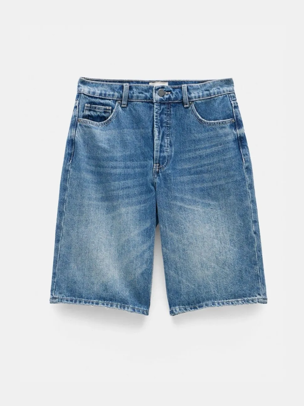 Hush Blue Boyfriend Long Denim 100% Cotton Shorts
