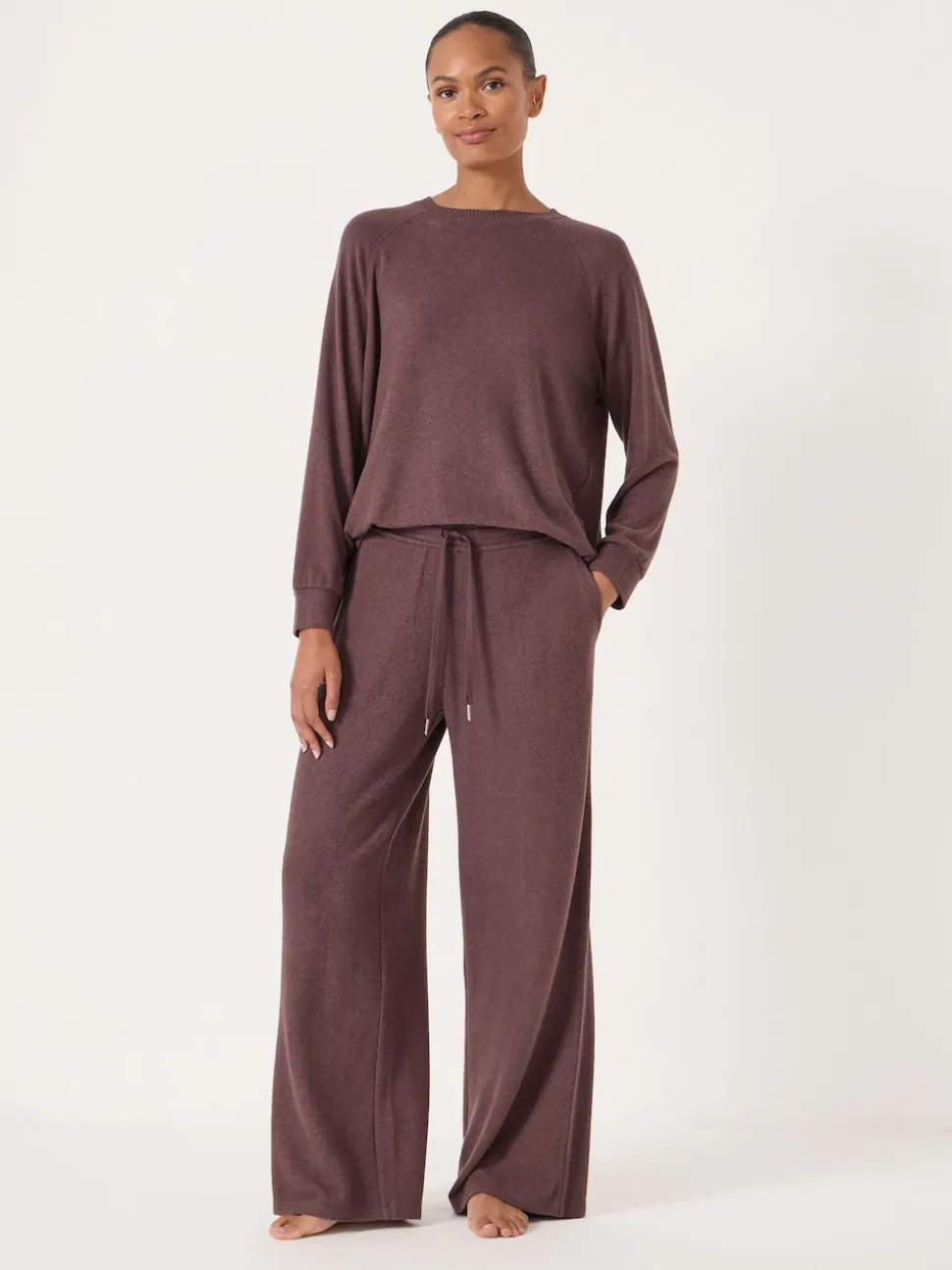 Hush Brown Elle Supersoft Wide Leg Joggers