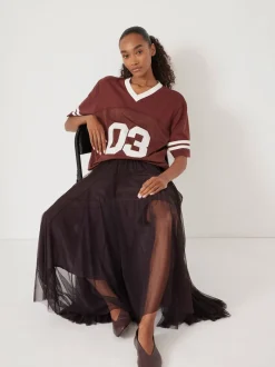 Hush Brown Millie Godet Skirt