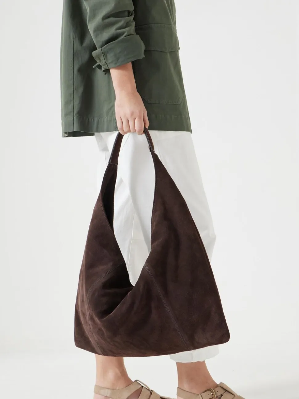 Hush Brown Suede Hobo Tote Bag