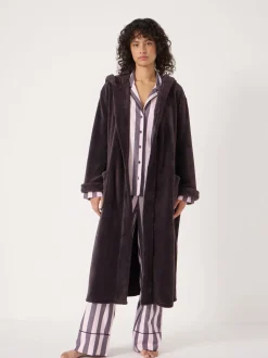 Hush Purple Fluffy Hooded Dressing Gown