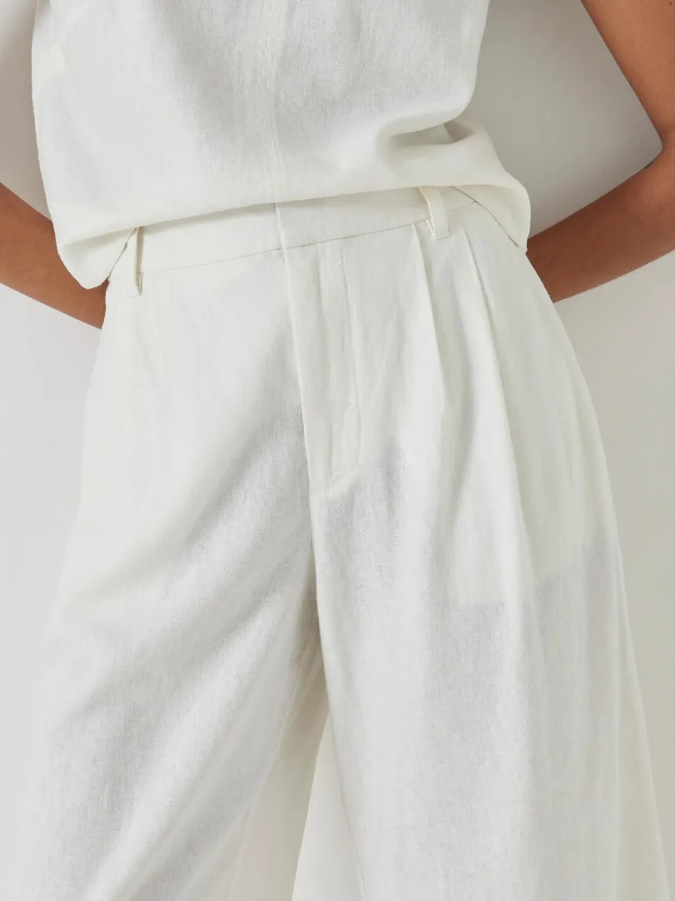Hush White Linen Blend Lya Bermuda Shorts