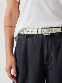 Hush White Seren Studded Leather Belt