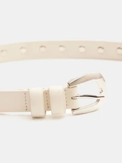 Hush White Seren Studded Leather Belt