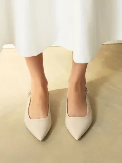 Ivory Forever Comfort® Point Toe Bow Back Slingback Flats