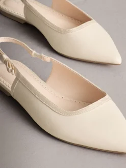 Ivory Forever Comfort® Point Toe Bow Back Slingback Flats