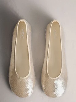 Ivory Forever Comfort® Round Toe Sequin Ballerina Flats