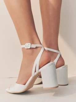 Ivory Forever Comfort® Wedding Round Toe Block Heel Bridal Sandals