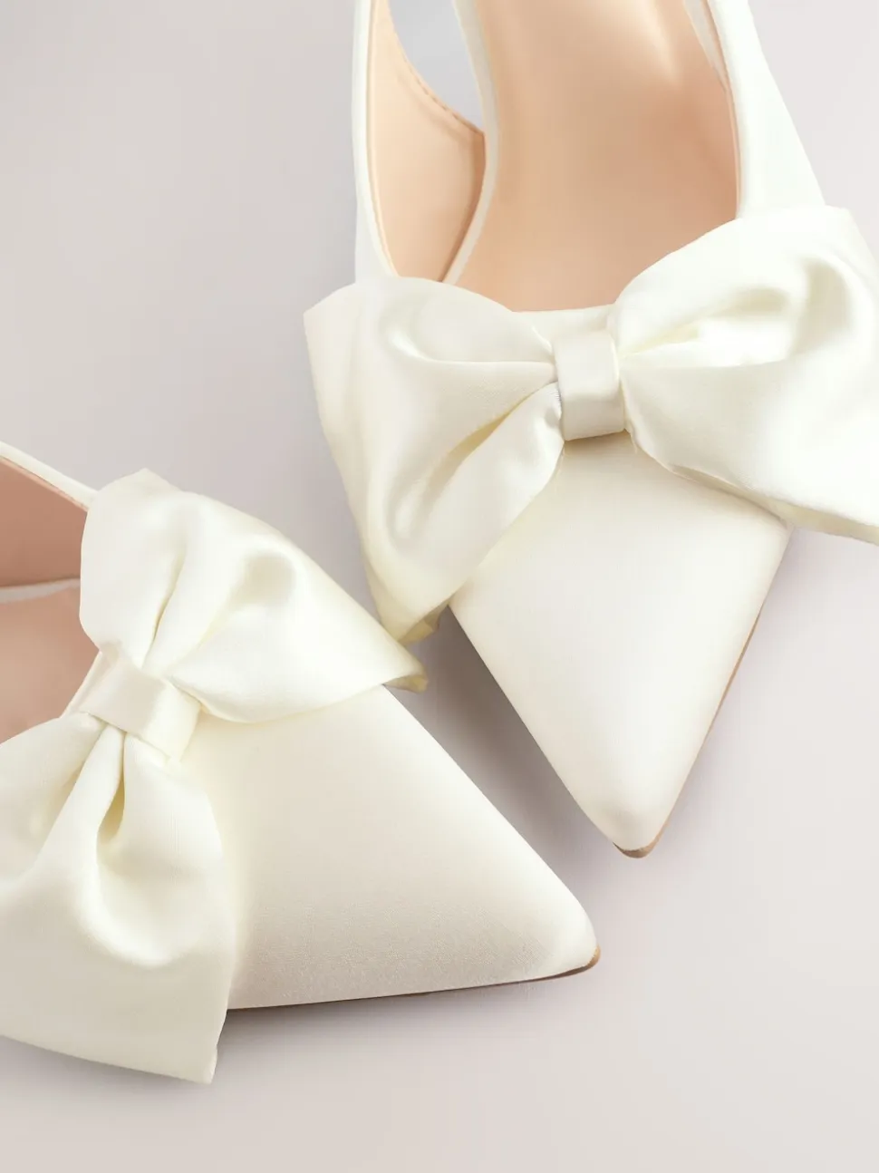 Ivory Forever Comfort® Wedding Satin Bow Pointed Toe Slingback Heels