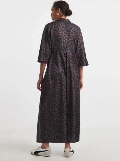 JD Williams Animal Collarless Placket 3/4 Sleeve Smock Dress